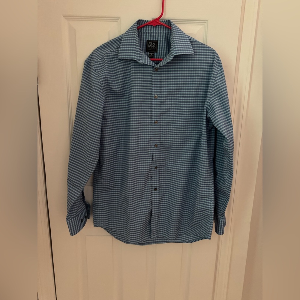 Jos. A. Bank Men's Blue Checkered Shirt